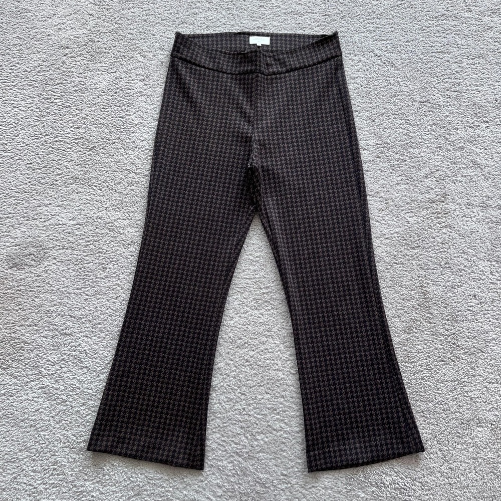 Avenue Montaigne Houndstooth Dress Pants Womens 8 Brown Flare Stretch Pull On